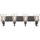 Natalie 4 Light 32 inch Matte Black Vanity Light Wall Light